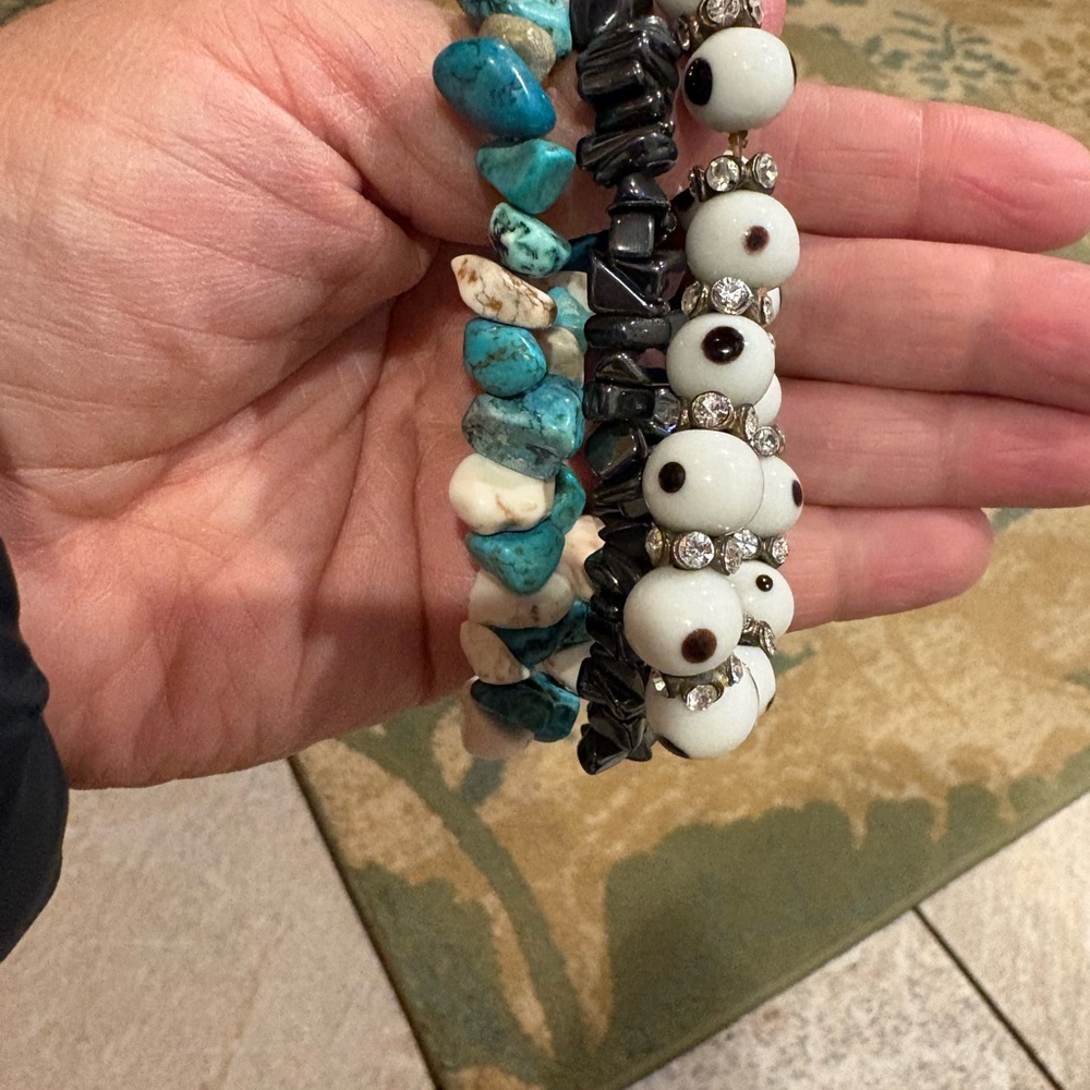 Turquoise and Black Beaded Bracelet Set